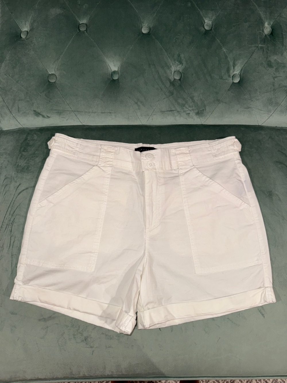 Sanctuary White Cuffed Utility Shorts